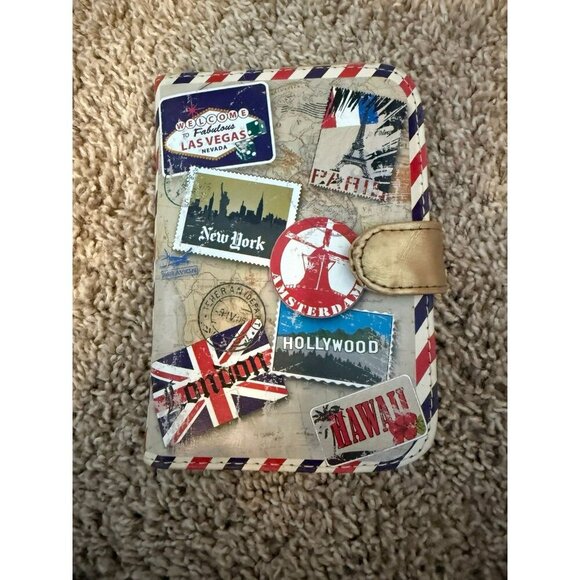 Passport Holder Wallet with Vegas, Paris, New York, Hollywood, Other Map Design - Picture 1 of 6